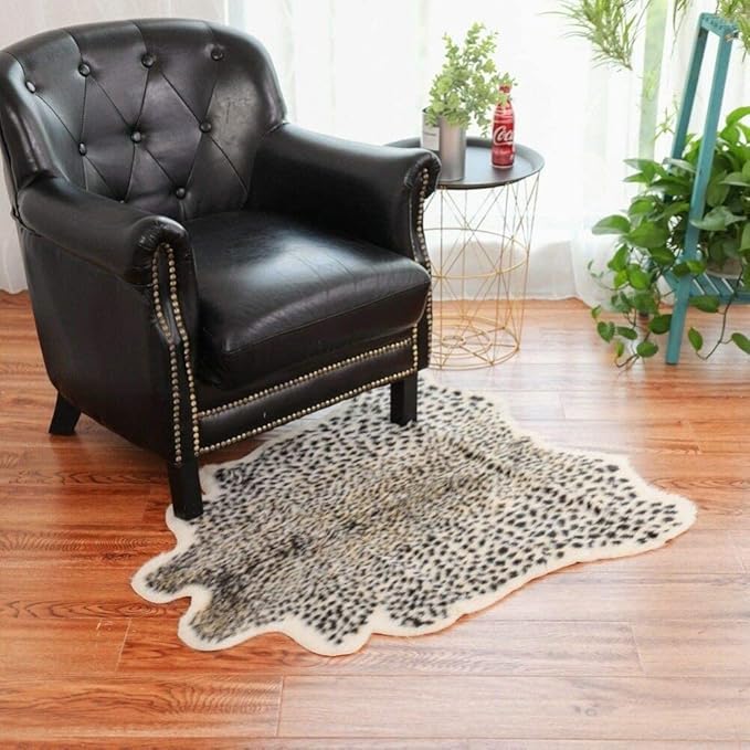 Leopard Print Area Rug Faux Cowhide Skin Fur Non-Slip Cheetah Rug Small Accent - Image 6