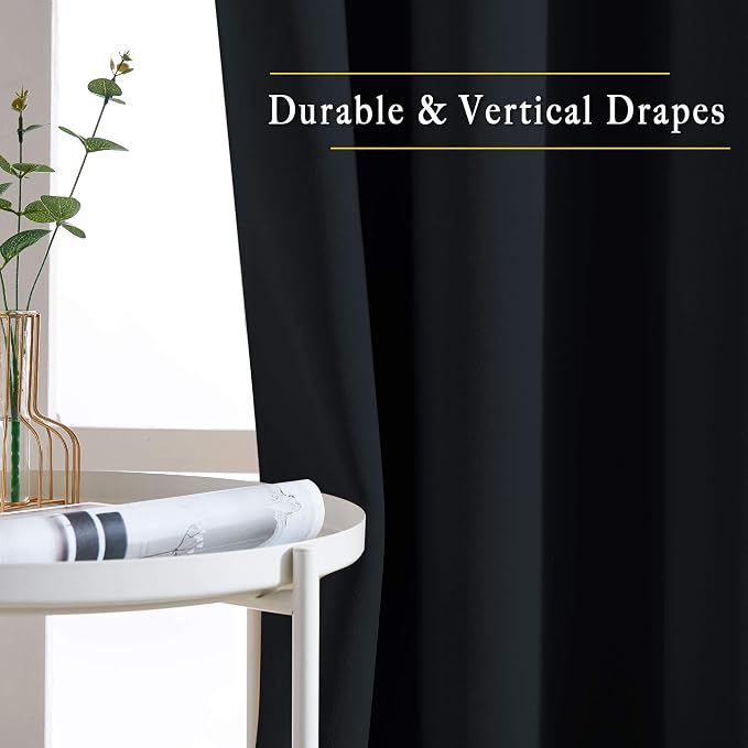 NICETOWN Black Doorway Curtains 80 inch Length 2 Panels Set - Image 6