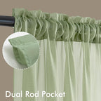 MIULEE Sage Green Sheer Curtains 84 Inches Long 4 Panels 54 x 84 Inches | Light - Image 3