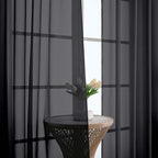 Black Sheer Curtains 68 Inch Length 2 Panels Set - Image 3