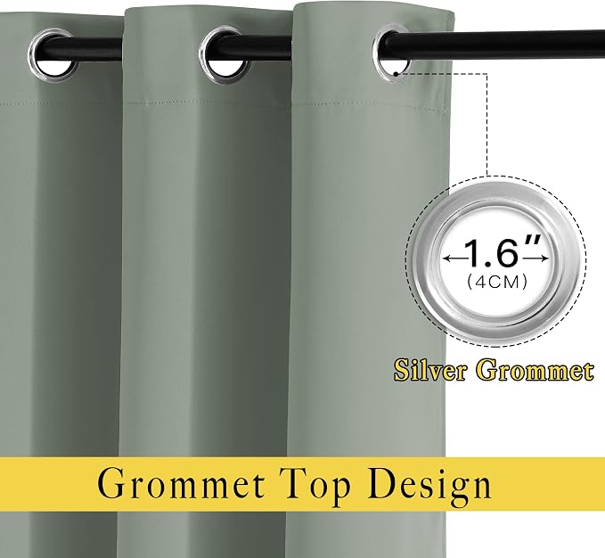 NICETOWN Short Blackout Sage Green Curtains - Image 2
