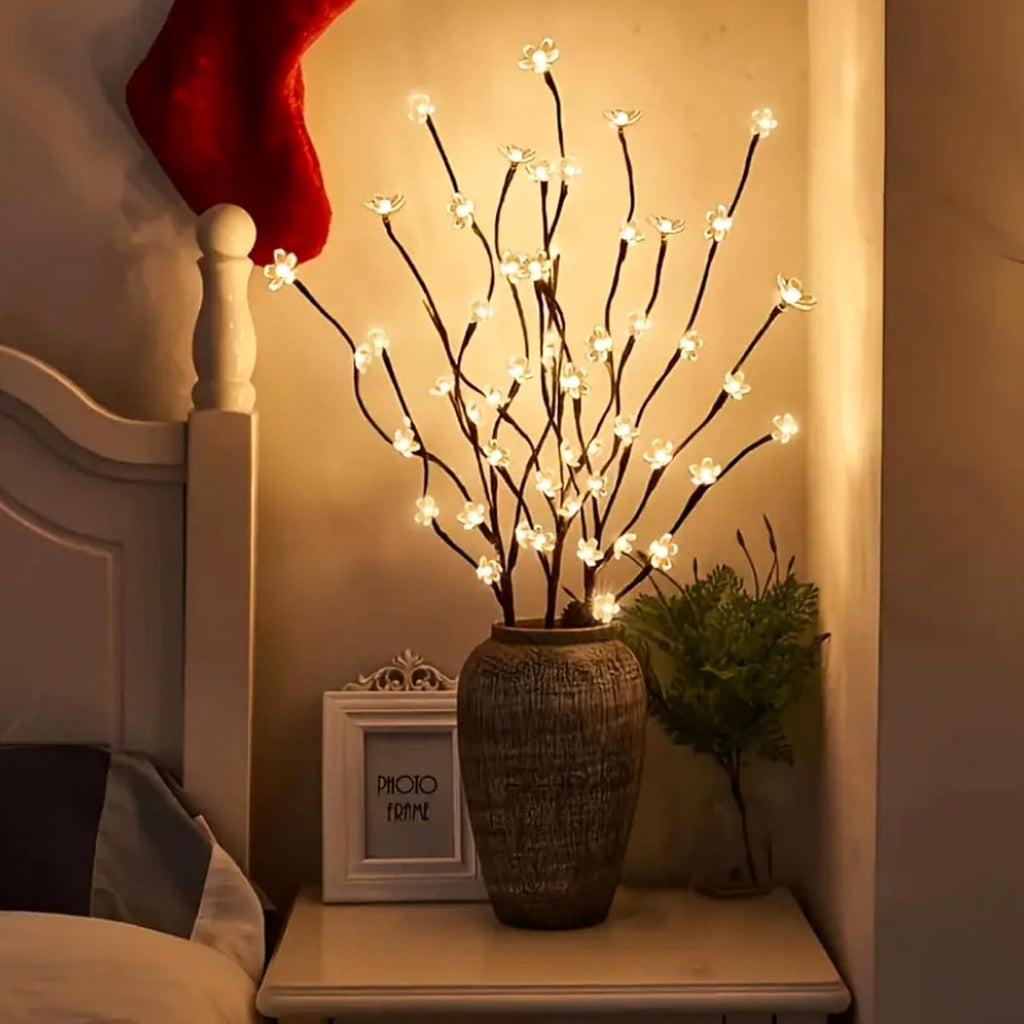 Battery Lighted Branches for Vase, 3 Pack 60 LED Fairy Artificial Cherry Blossom Flower Twig Stick Lights for Valentines Holiday Decor, Indoor Bonsai Tree Christmas Decorations (Warm White)