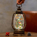 Christmas Snow Globe Lantern Water Glittering Snowman with Christmas Tree, USB Lined/Battery Operated Lighted Lantern for Christmas Festival Decoration Gifts