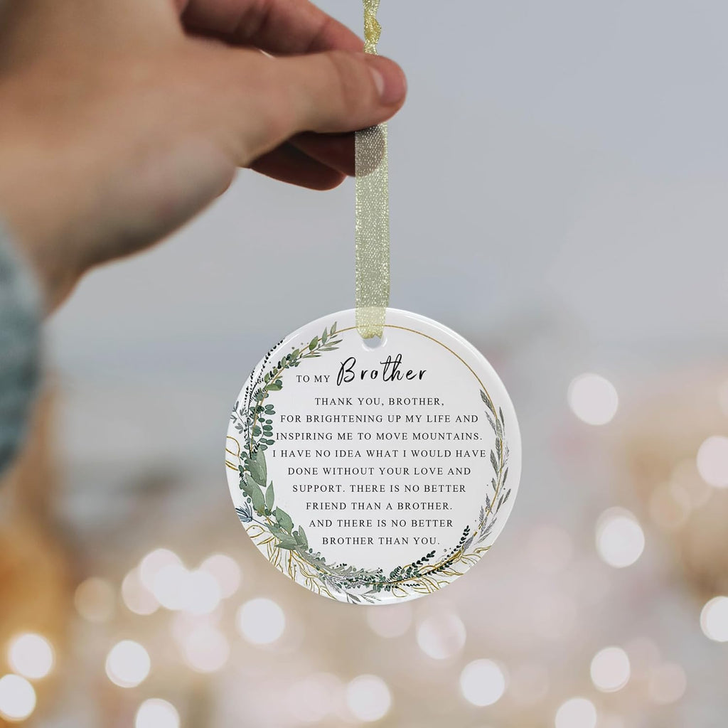 Brother Ornaments 2025 Brother Xmas Ornament Brother Christmas Ornament for Brother Forever Best Brother Ever Gift Double-Sided Printing Ceramic (2.9"