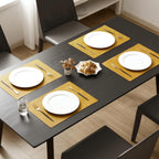 MOSAYT Vinyl Placemats Set of 4-12 X 17 Inch - Faux Leather 100% Waterproof Oil-Proof Wipeable PU Place Mats, Heat Resistant Reversible Table Mats for Kitchen, Dining, Outdoor (Yellow)
