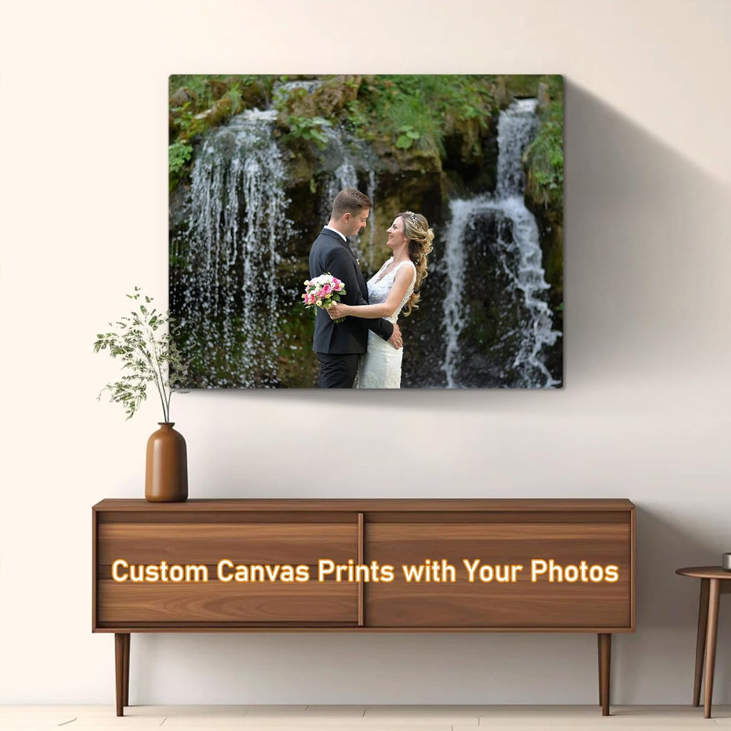 xzartdiy Custom Canvas Prints with Your Photos - Personalized Picture Print Customized Gifts for Family Home Office Wall Art Decor, Wrapped Canvas 20x16inch