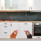 Funny Chicken Wall Decals - Peel & Stick - 2 Hens Head Window Cling - Cute Chicken Window Stickers - Gift Decal