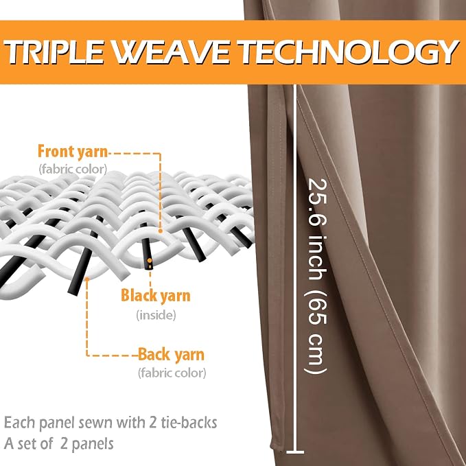 Blackout Curtains for Bedroom and Living Room, Cappuccino W38 x L72 | Light - Image 3