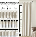 MIULEE Natural Pinch Pleated 100% Blackout Linen Curtains 40x112 Inches | Room - Image 8