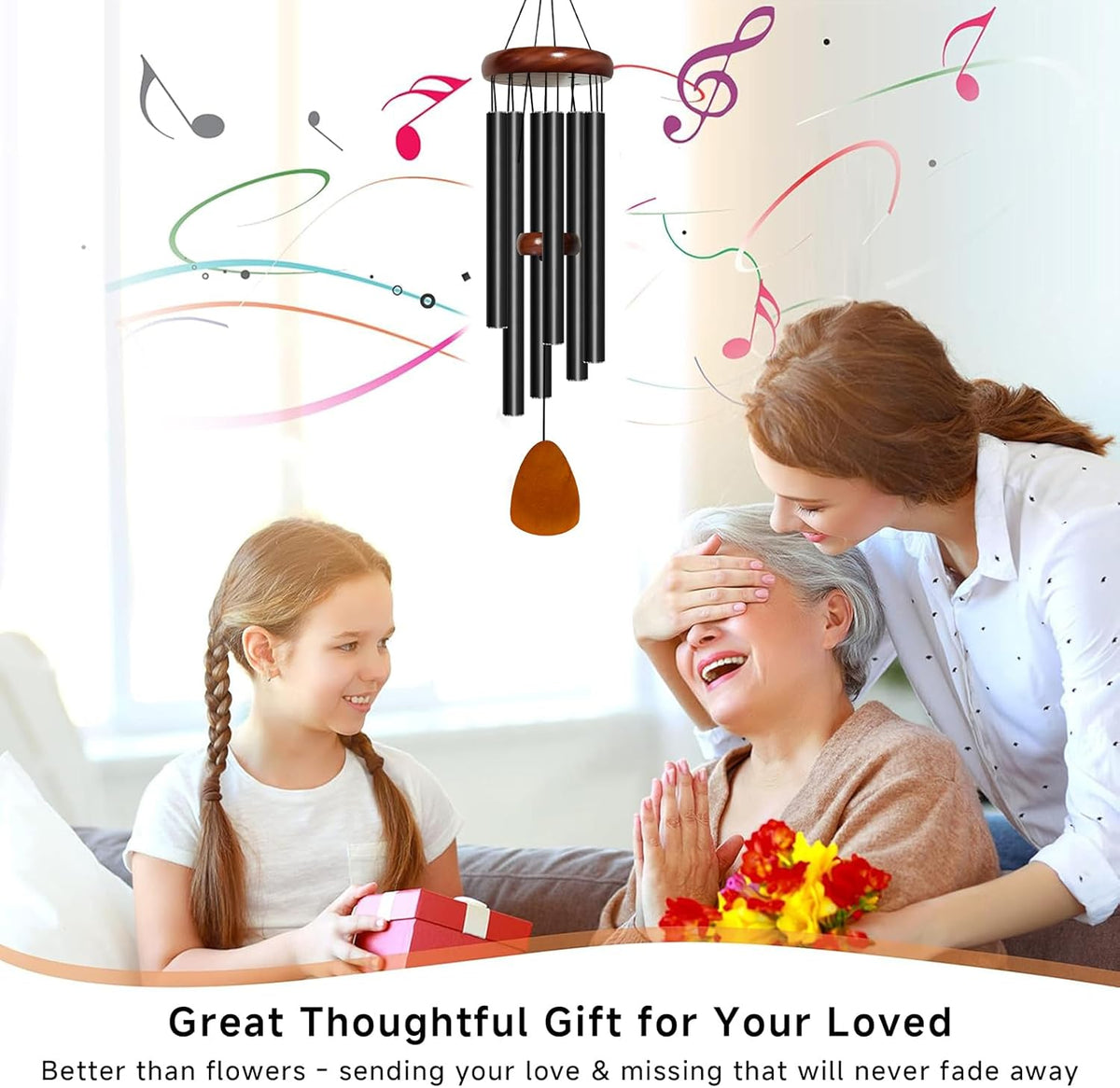 Wind Chime for Outside, 29 inch Aluminium Metal Wind Chimes, Relaxing Soothing Wind Chimes Outdoor, Decoration for Garden, Patio, Yard, Home, Gift for Mother's Day, Birthday(Waterdrop)