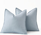 MIULEE Decorative Linen Pillow Covers 18x18 Inch Light Blue | Boho Farmhouse​ - Image 6