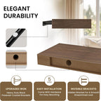 Floating Shelves for Wall, 48" W x 9.3" D x 1.5" H, Wooden Wall Mounted Display Shelves with Invisible Brackets for Living Room, Bedroom, Bathroom, Kitchen Decor and Storage, Set of 1, Walnut