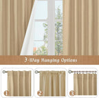 Natural 100% Blackout Linen Bedroom Curtains 63 Inches 2 Panels | Full Room - Image 9