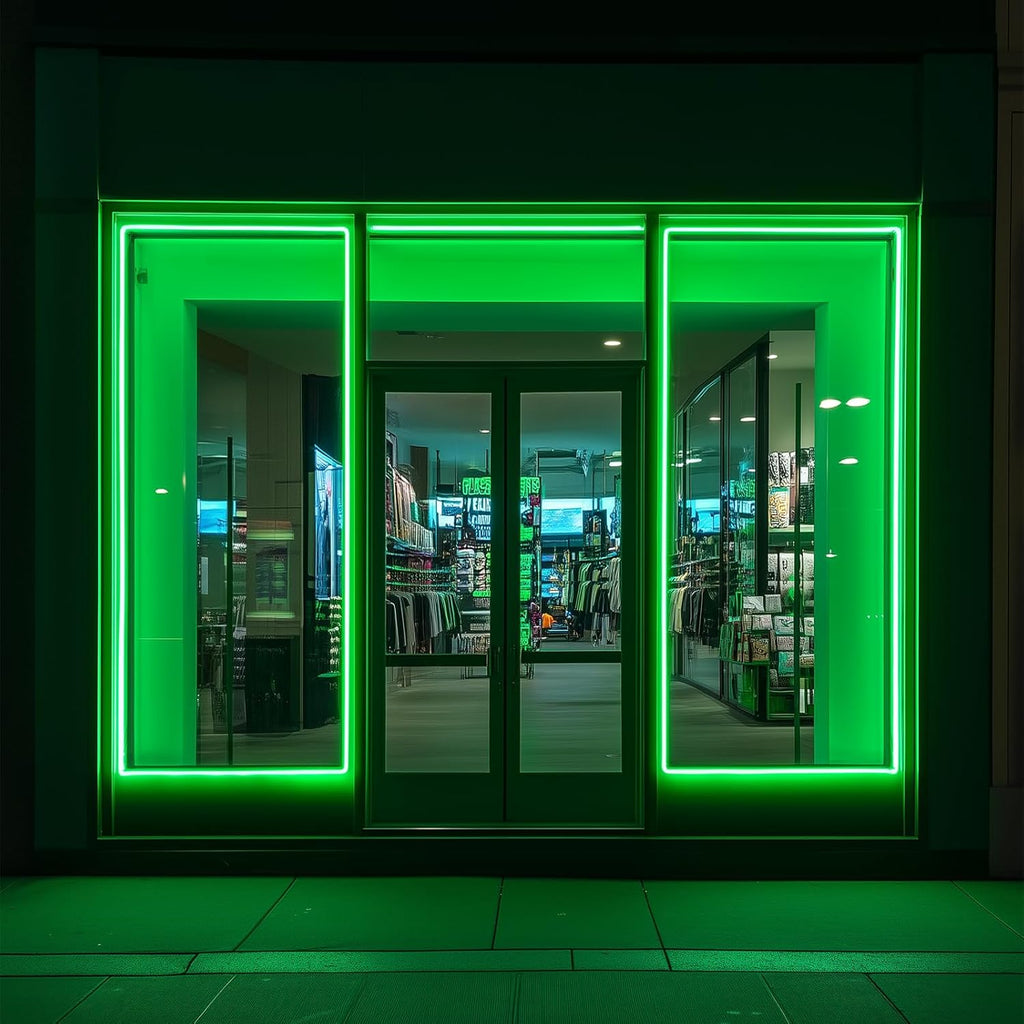 GZBtech Flexible LED Neon Rope Lights 33FT,AC 110-120V Waterproof Strip Light, 120 LEDs/M Cuttable Connectable Neon Lighting for Indoor Outdoor Home Decor/Commercial Building Use-Green 10M