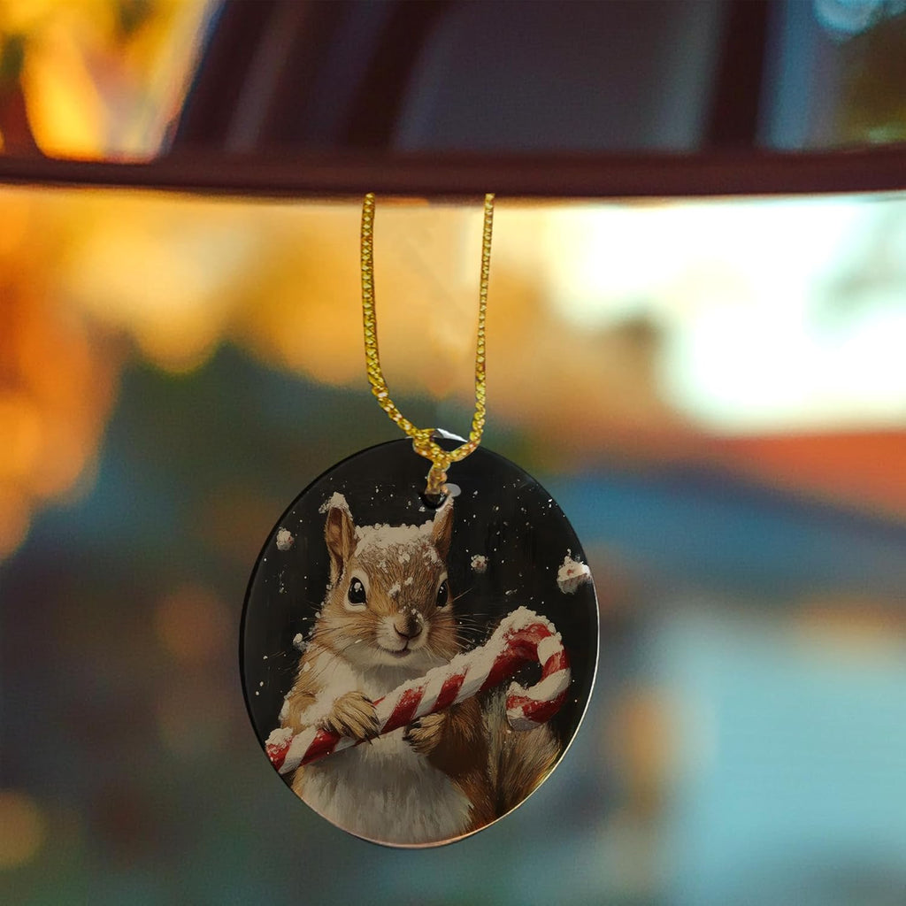 Christmas Squirrel Ceramic Ornament Gifts, Retro Rustic Winter Christmas Squirrel Decorative Hanging Ornaments for Xmas Tree Holiday Party Decoration, Animal Xmas Tree Decorations
