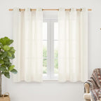 YoungsTex Ivory Linen Semi Sheer Curtains 45 Inch Length by YoungsTex