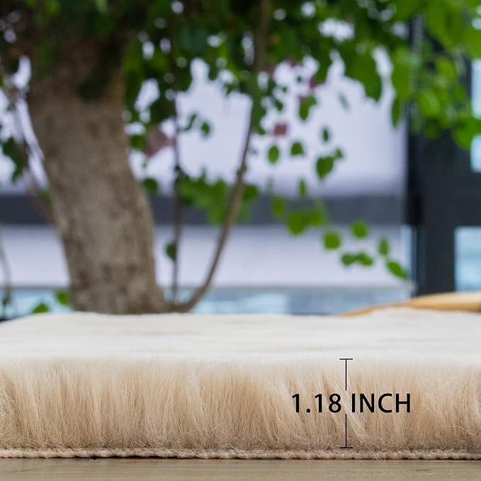 ORINOVA Light Brown Beige Plush Washable Fluffy Area Rugs - Image 7