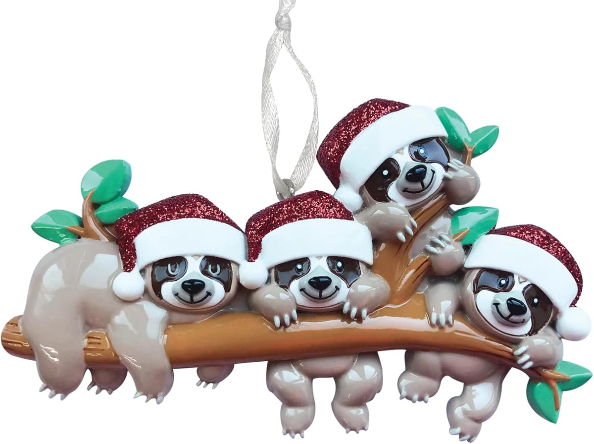 2025 Family Christmas Ornament – Personalized Ornament for Families – Custom Sloth Family Ornament – Holiday Tree Decoration Keepsake Gift (Family of 4)