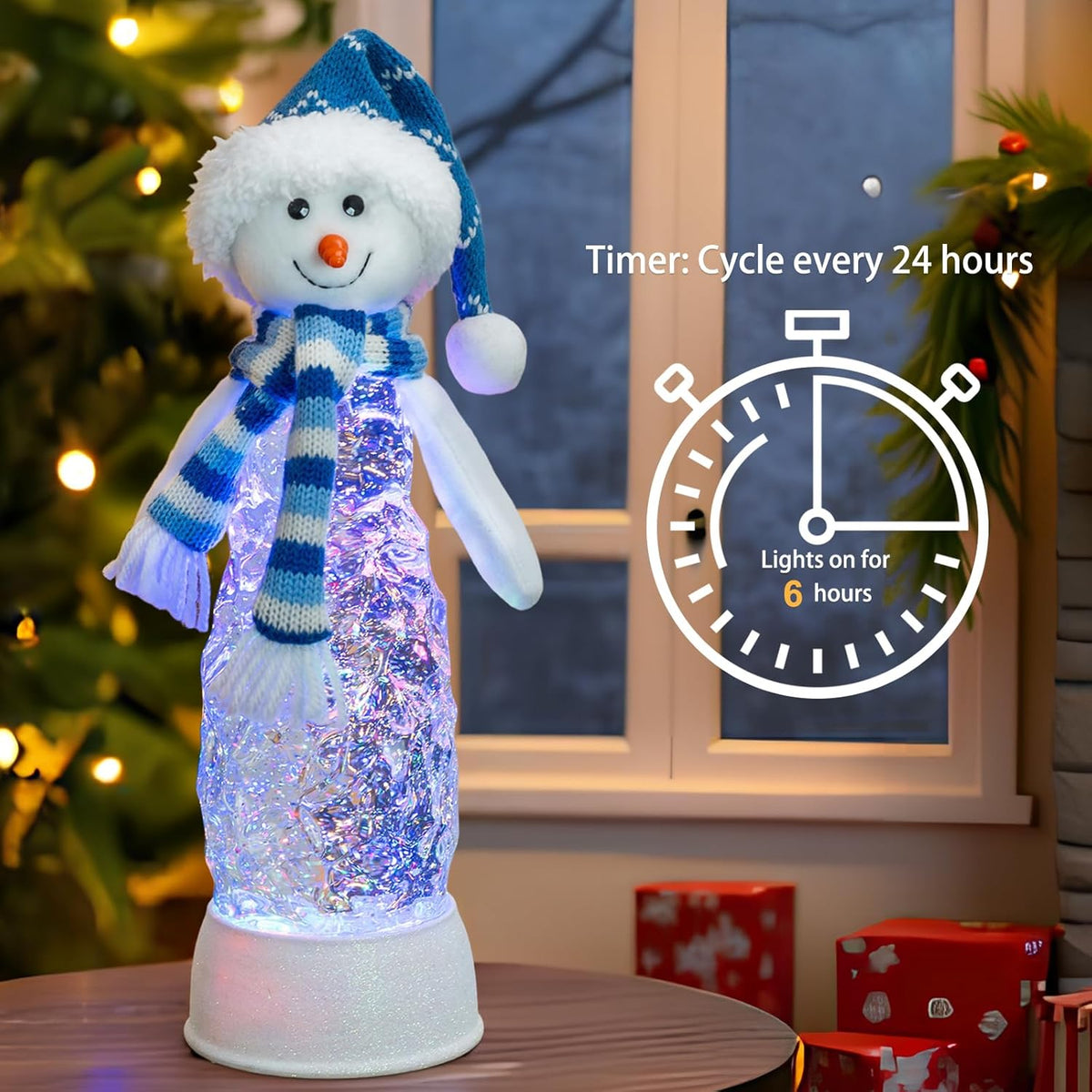 Christmas Snow Globe Lantern Indoor Decor, Cardinal Snowman Christmas Tree with Music,6H Timer,USB Lined/Battery Operated Lighted Lantern for Christmas Festival Decoration Gifts