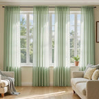 MIULEE Sage Green Sheer Curtains 90 Inches Long 4 Panels 54 x 90 Inches | Light by MIULEE