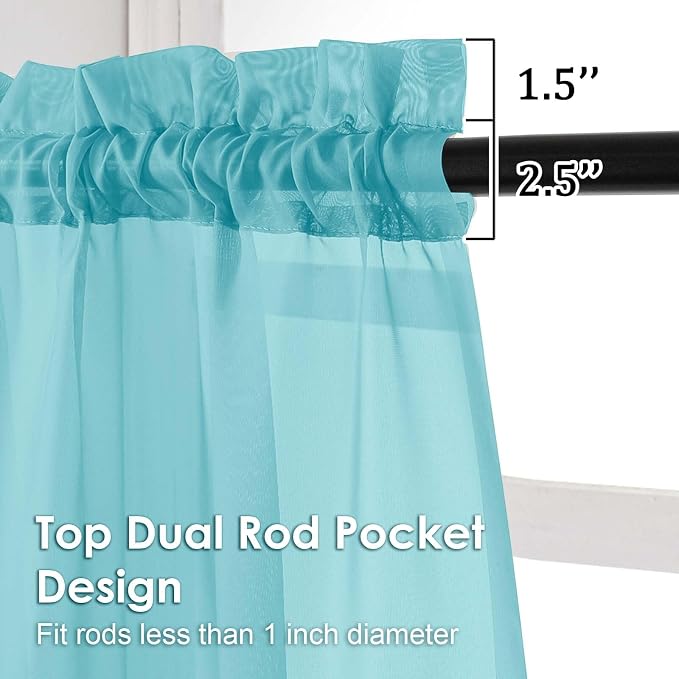 Sheer Curtains 84 Inches Long 2 Panels Set, Light Filtering Transparent - Image 2