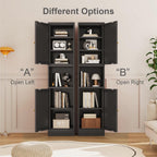 67" Tall Bathroom Storage Cabinet, Narrow Metal Floor Cabinet with 2 Doors and Adjustable Shelves, Freestanding Metal Locker for Laundry, Kitchen, Dining Room