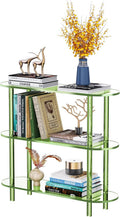 Clear Bookshelf, Acrylic Bookcase with Open Book Shelf Console Table for Entryway Office (3 Tier Green)