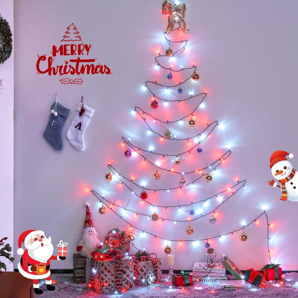 JMEXSUSS 66ft 200 LED Red and White Christmas Lights, Outdoor String Plug-in, Expandable for Tree Outside Party Home Decorations