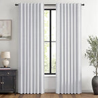 MIULEE 100% Blackout Linen Curtains 42 x 72 Inch Grayish White 2 Panels | by MIULEE