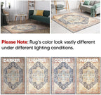 Keen Home Design 10x14 Rug - Machine Washable Area Rug with Non-Slip Backing, Ideal for Living Room, Dining Room, Bedroom - Vintage, Easy Clean, Durable, Low Pile Rug - (9'7" x 14')
