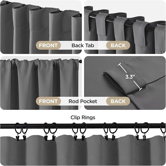 Joydeco Blackout Curtains 84 Inch Length 2 Panels Set, Thermal Insulated Black - Image 3