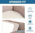 H.VERSAILTEX Super Stretch Individual Seat Cushion Covers Sofa Covers Couch Cushion Covers Slipcover Sets Thick Jacquard Textured Twill Fabric (2 Piece Medium Sofa Cushion Covers, Ivory)