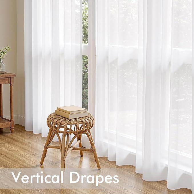 MIULEE White Sheer Curtains 84 Inches Long 4 Panels 54 x 84 Inches | Light - Image 5