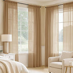 MIULEE Brown Sheer Curtains 72 Inches Long 4 Panels 42 x 72 Inches | Light - Image 2