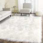 Latepis White Faux Fur Sheepskin Rug 4x6 by Latepis
