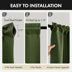 MIULEE Set of 4 Short Bedroom Blackout Curtains 54 Inch Long Oliver Green | - Image 7