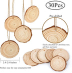 30 Pieces 2.4"-2.8" Natural Wooden Slices, Colovis Unfinished Wood Circles with Holes Tree Bark Round Log Discs DIY Crafts Hanging Ornaments (2.4"-2.8" 30Pcs, Natural)