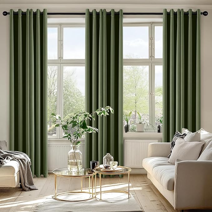 MIULEE Blackout Curtains for Bedroom 2 Panels 40 x 72 Inch Long Olive Green | - Image 6