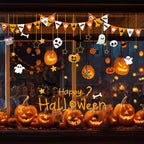 Halloween Window Clings for Glass Fall Static Cling Window Decals 1PCS Cute Ghost Pumpkin Candy Spider Autumn Reusable Window Stickers Home School Office Decorations