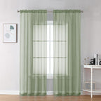 Sage Green Sheer Curtains 78 Inches Long 2 Panels by OVZME