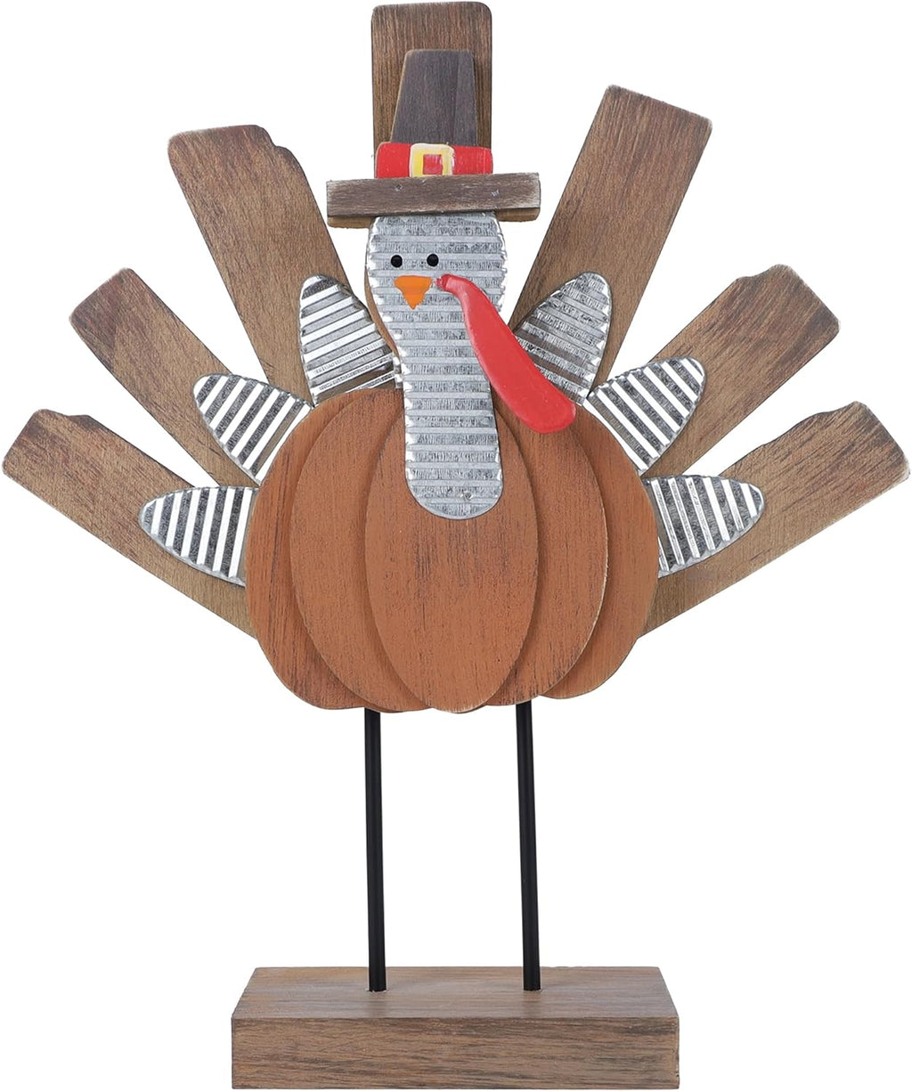 Zcaukya Thanksgiving Turkey Decoration, Wooden Indoor Standing Tabletop Turkey Decor for Home Office Bedroom Kitchen Thanksgiving Harvest Day Decorations