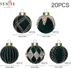 20PCS Velvet Ornaments for Christmas Tree, 2.36INCH Glitter Flocked Christmas Ornaments Decorations Balls Set Decor