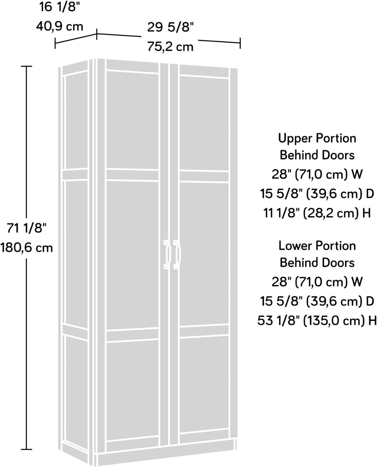 Sauder Select Storage Cabinet, Pantry Cabinet Kitchen Storage with Adjustable Shelves, Bathroom Storage Cabinet, in Silver Sycamore