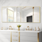 30x72inch Bathroom Mirror, Gold Rectangle Mirror with Thin Metal Frame, Large Rectangular Wall Mirrors for Bathroom, Living Roomm, Hair Salon, Big Farmehouse Mirror Hang Horizontal/Vertical