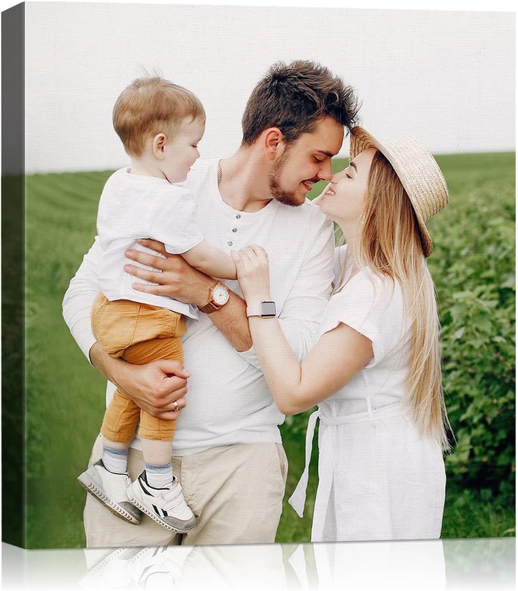 Personalized Custom Canvas Wall Art, Custom Canvas Prints with Your Photos for Living Room, Bedroom, Wedding Pet Baby Family Photo Framed Wall Art, Customized Photo Gift for Family，Friend，Lover，Pet (32L" x 32W")