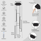 Modern Led Chandelier - Adjustable Black Lighting Fixture for High Ceiling, Suitable for Living Room, Staircase, Villa