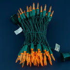 100 Orange One-Piece LED Christmas Lights, 33 ft Green Cord High Waterproof UL Certified T5 Outdoor String Lights (Orange)
