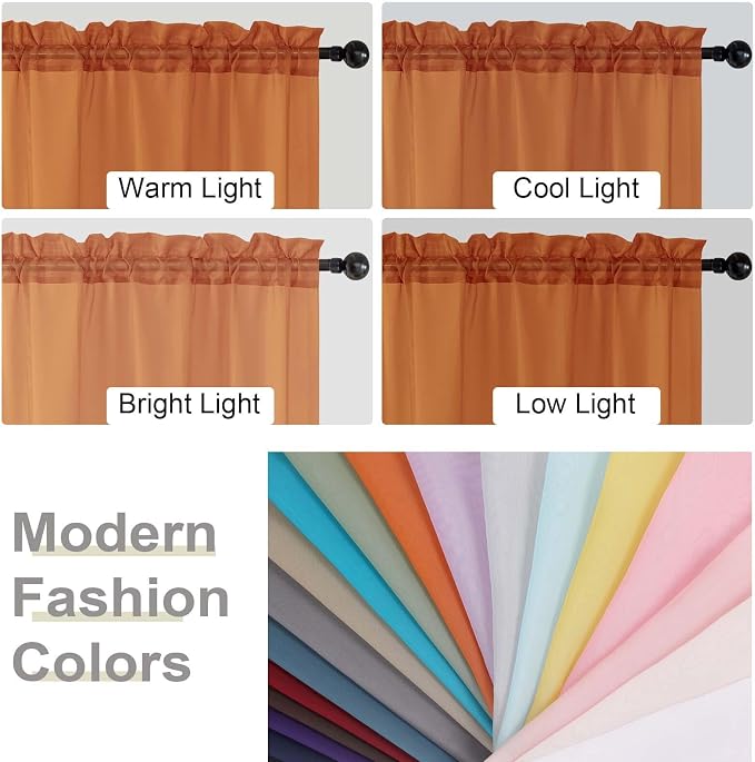 Orange Sheer Curtains 84 Inches Long 2 Panels, Soft Airy Light Filtering - Image 7