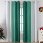 Green and Greyish White Blackout Curtains 52Wx84L 2 Panels | Ombre Curtains - Image 2