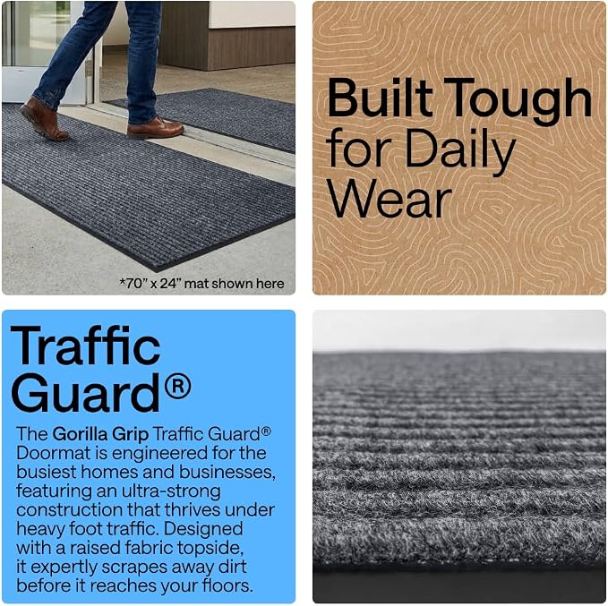 GORILLA GRIP Waterproof Traffic Guard Door Mat, 35x23 2 Pack, Indoor Outdoor - Image 3